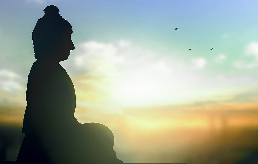 budha sunset meditation namaste