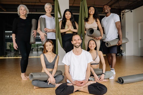 yoga group smiling
